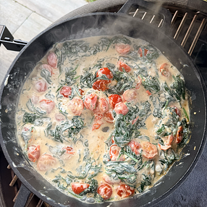 Zalm op de plancha met tagliatelle uit de skillet